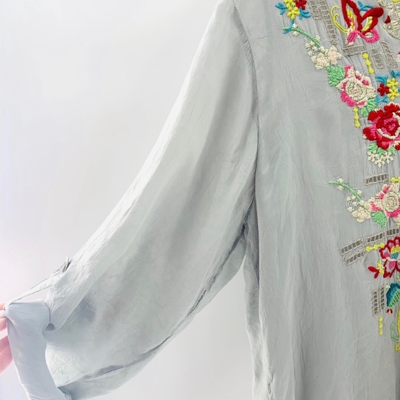 Johnny Was Gray Silver Embroidered Tunic | S - Picture 6 of 8